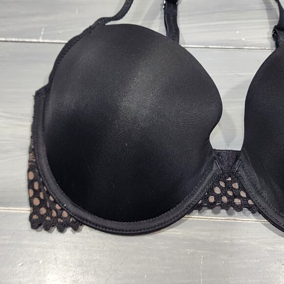 B.Tempt'd Underwire Bra Tied In Dots T-Shirt‎ Bra 953228 Black 32D - Picture 2 of 7